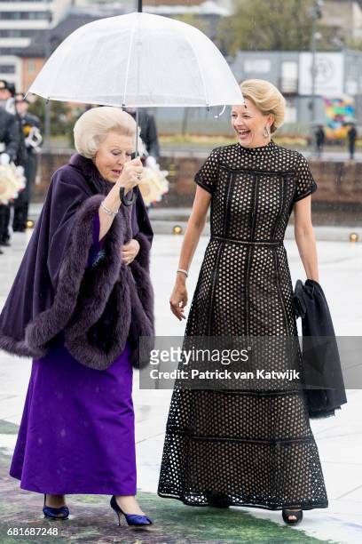 Princess Beatrix and Princess Mabel of Orange-Nassau arrive at the Opera House on the ocassion of the celebration of King Harald and Queen Sonja of...