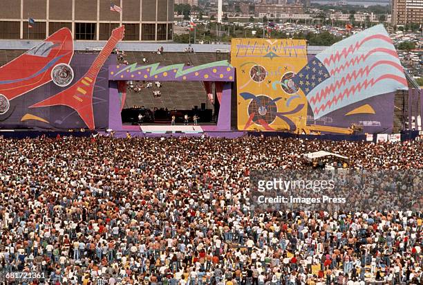 The Rolling Stones performing at JFK Stadium circa 1981 in Philadelphia, Pennsylvania.