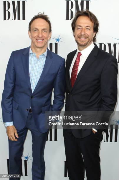 Composers Mychael Danna and Jeff Danna attend the 2017 BMI Film, TV And Visual Media Awards at the Beverly Wilshire Four Seasons Hotel on May 10,...