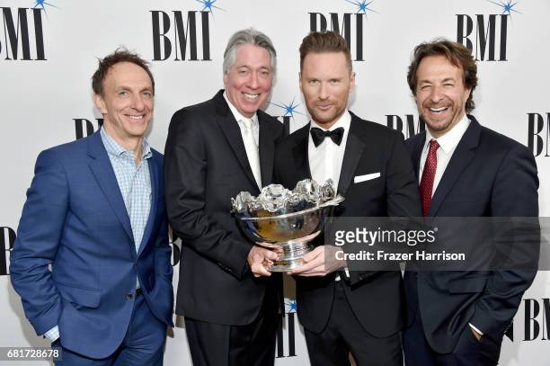 Composer Mychael Danna, 2017 BMI Icon Award recipient Alan Silvestri, and composers Brian Tyler and Jeff Danna at the 2017 Broadcast Music, Inc Film,...