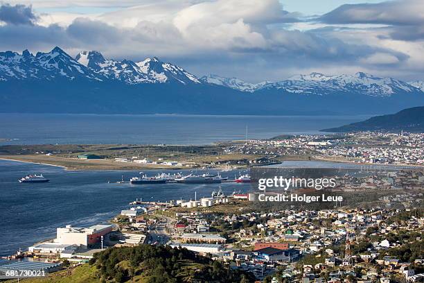 overhead of ushuaia - ushuaia stock pictures, royalty-free photos & images