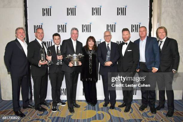 Composer Mark Mancina, BMI President and CEO Michael O'Neill, composer Justin Hurwitz, 2017 BMI Icon Award recipient Alan Silvestri, BMI VP Film, TV...