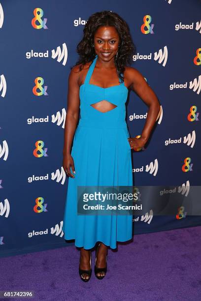 Yetide Bakadi arrives at the "American Gods" advance screening In Partnership with GLAAD at The Paley Center for Media on May 10, 2017 in Beverly...