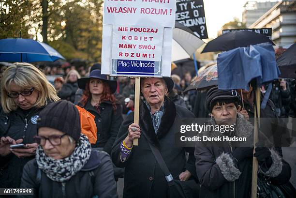 October 24th 2016: Women and men gathered to demonstrate before the parliament building in Warsaw against a proposed law to render illegal the right...