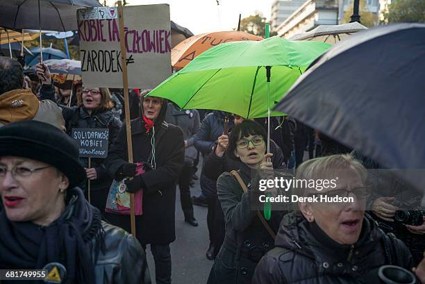 October 24th 2016: Women and men gathered to demonstrate before the parliament building in Warsaw against a proposed law to render illegal the right...