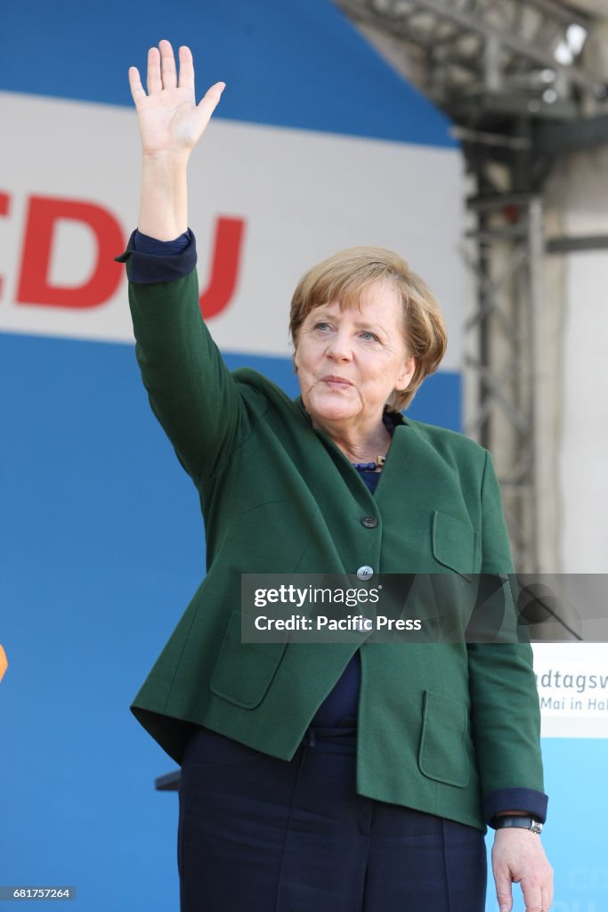 German Chancellor Angela Merkel speaks during the CDU...