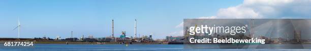 panorama dutch steel industry near amsterdam - gas container stock pictures, royalty-free photos & images