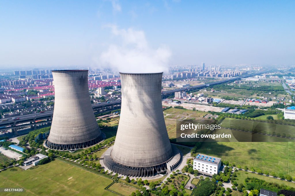 Aerial view of Coal-fired power station,shanghai,china