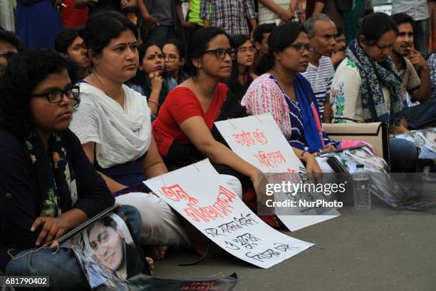 Social activists gathered at Shahbag protesting the recent rape of two university students at a Bananis aristocratic hotel in Dhaka, Bangladesh on...
