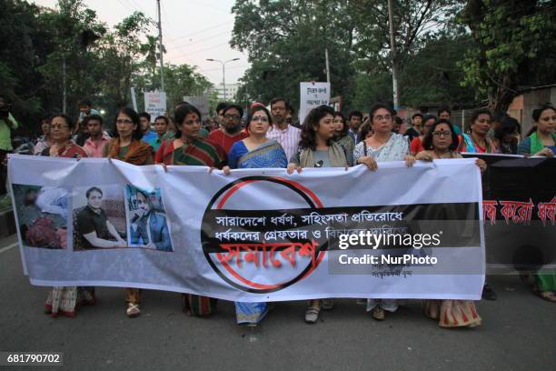 Social activists gathered at Shahbag protesting the recent rape of two university students at a Bananis aristocratic hotel in Dhaka, Bangladesh on...