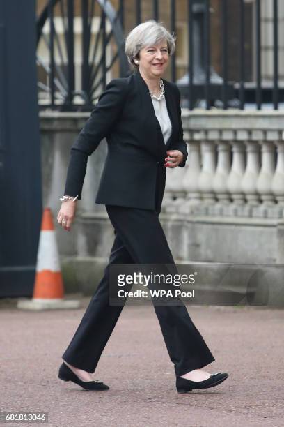 Prime Minister Theresa May arrives for the London Conference on Somalia at Lancaster House on May 11, 2017 in London, England.