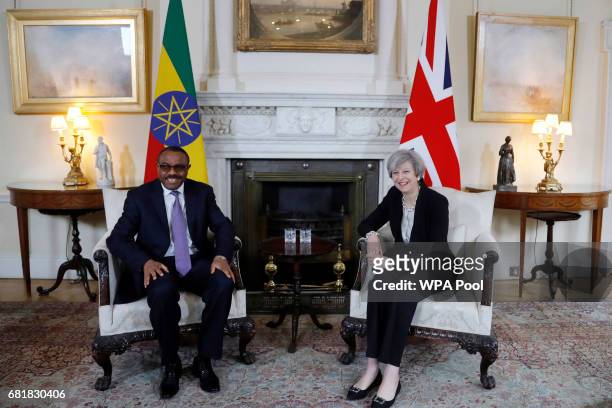 Prime Minister Theresa May meets with Ethiopian Prime Minister Hailemariam Desalegn ahead of the Somalia Conference at No 10 Downing Street on May...