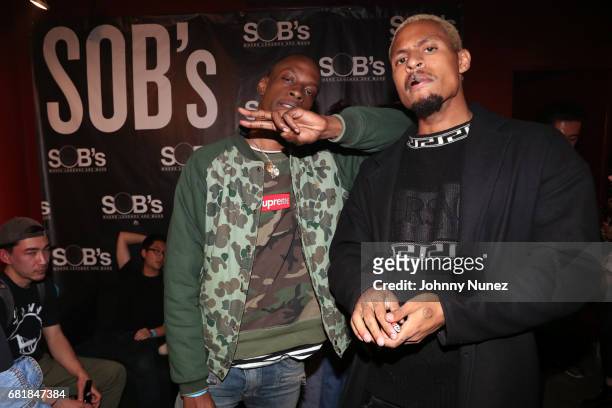 Issa Gold and AK aka hip hop duo The Underachievers backstage at S.O.B.'s on May 10, 2017 in New York City.