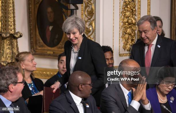 Prime Minister Theresa May attends the London Conference on Somalia at Lancaster House on May 11, 2017 in London, England.