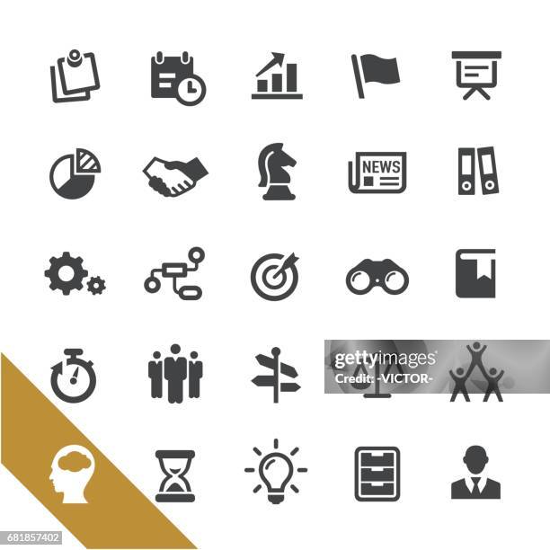business tools icons - select series - green target white background stock illustrations
