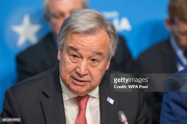 António Guterres, UN Secretary General, attends the London Conference on Somalia at Lancaster House on May 11, 2017 in London, England.