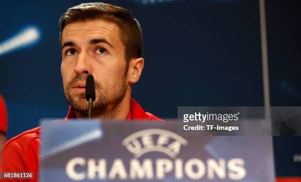 Gabi Fernandez of Atletico Madrid attends a press conference ahead of the UEFA Champions League Semifinal Second leg match between Club Atletico de...