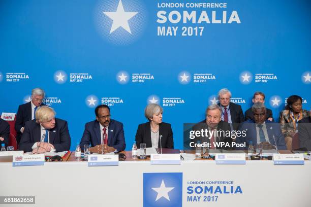 Prime Minister Theresa May chairs the London Conference on Somalia with Foreign Secretary Boris Johnson, Abdullahi Mohamed, President of Somalia, and...