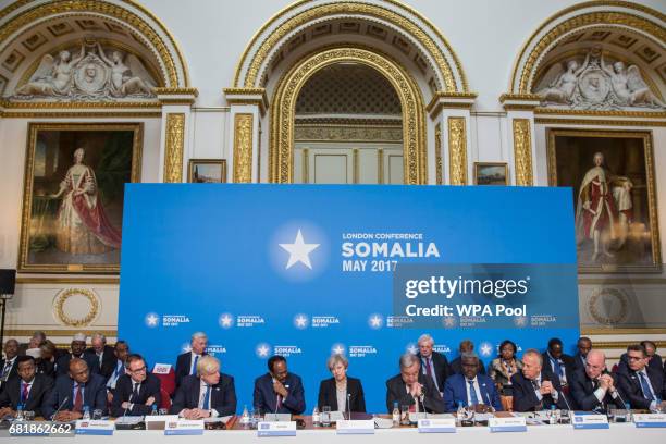 Prime Minister Theresa May chairs the London Conference on Somalia with Foreign Secretary Boris Johnson, Abdullahi Mohamed, President of Somalia, and...