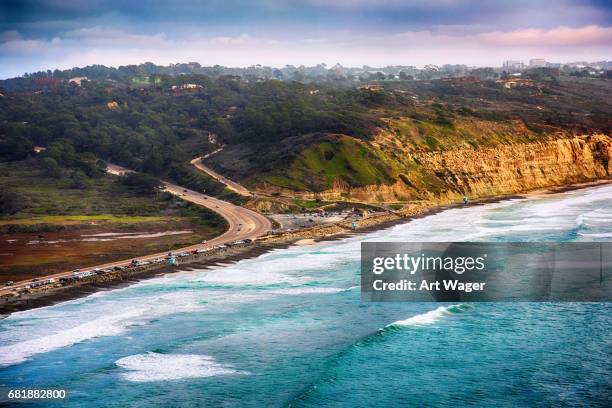 antena torrey pines state park la jolla - reserva natural parque nacional fotografías e imágenes de stock