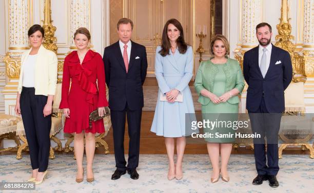 Catherine, Duchess of Cambridge poses with Princess Alexandra of Luxembourg, Princess Stephanie of Luxembourg, Henri, Grand Duke of Luxembourg, Maria...