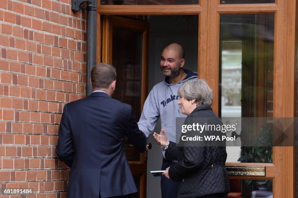 Prime Minister Theresa May joins Conservative candidate Paul Holmes during a visit to Southampton on the election campaign trail, on May 11, 2017 in...