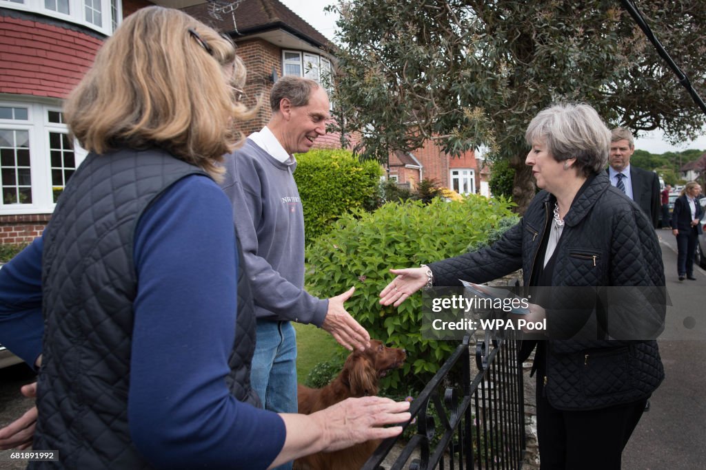 Theresa May Visits Southampton On The Campaign Trail
