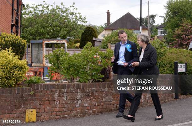 Britain's Prime Minister Theresa May meets local residents as she campaigns with Conservative candidate for the Southampton Test constituency, Paul...