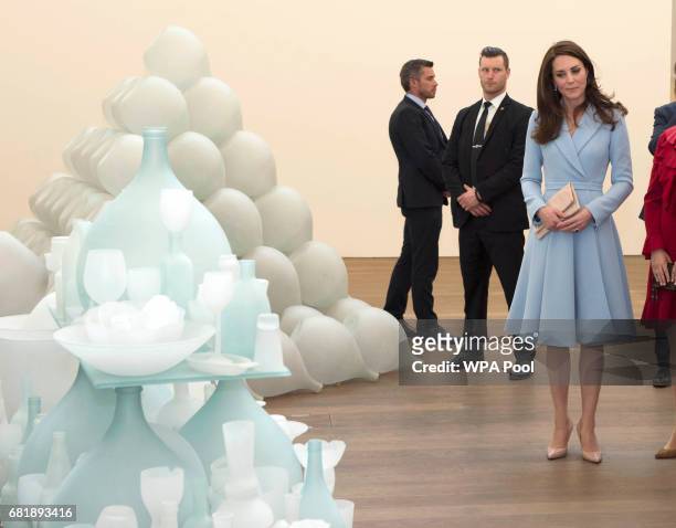 Catherine, Duchess of Cambridge visits the Grand Duke Jean Museum of Modern Art to view exhibitions by British artists Sir Tony Cragg and Darren...