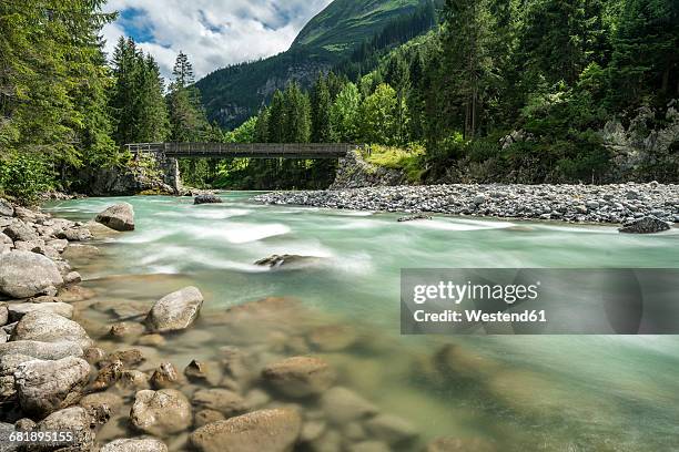 austria, vorarlberg, lech valley, lech river - lech valley photos et images de collection
