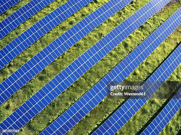 usa, north carolina, low-level aerial photograph of solar panels in a solar farm - north carolina aerials stock pictures, royalty-free photos & images