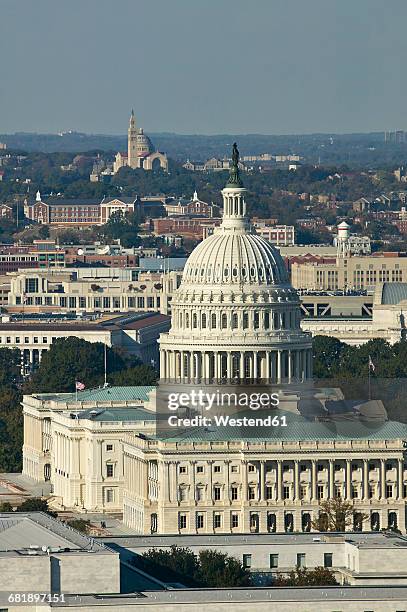 usa, washington, d.c., aerial photograph of the united states capitol - washington dc aerial stock pictures, royalty-free photos & images