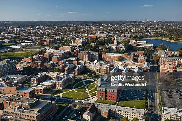usa, washington, d.c., aerial photograph of howard university campus - campus imagens e fotografias de stock