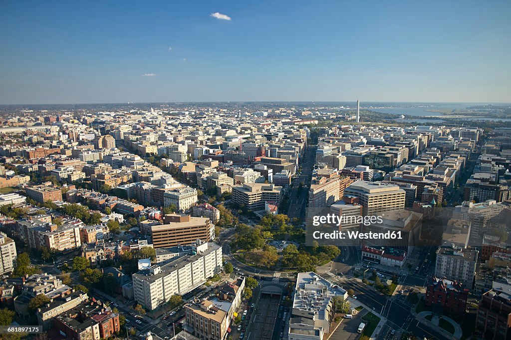 USA, Washington, D.C., Aerial photograph of the city with Dupont Circle
