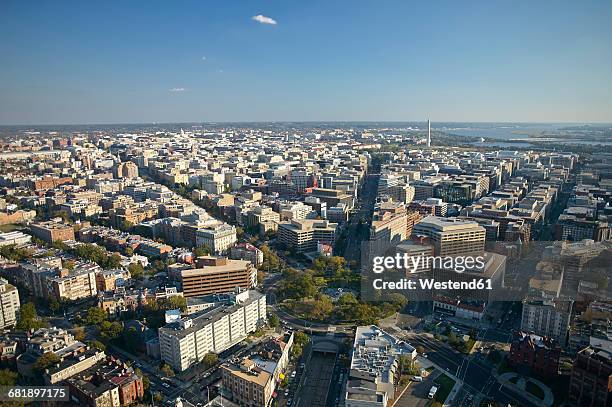 usa, washington, d.c., aerial photograph of the city with dupont circle - dc stock pictures, royalty-free photos & images