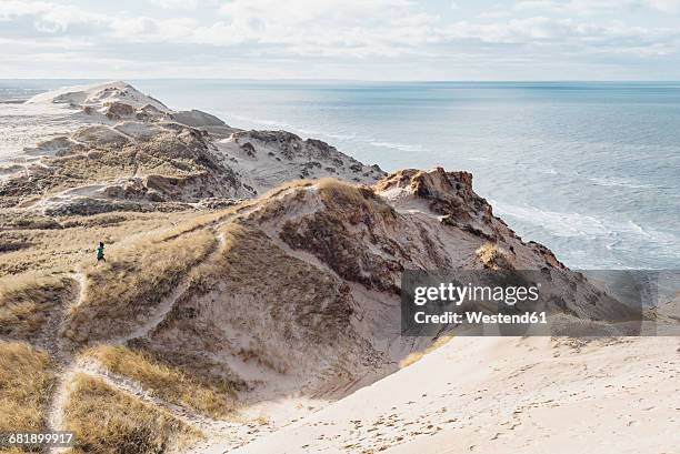 denmark, north jutland, steepcoast at lighthouse rubjerg knude - denmark winter stock pictures, royalty-free photos & images