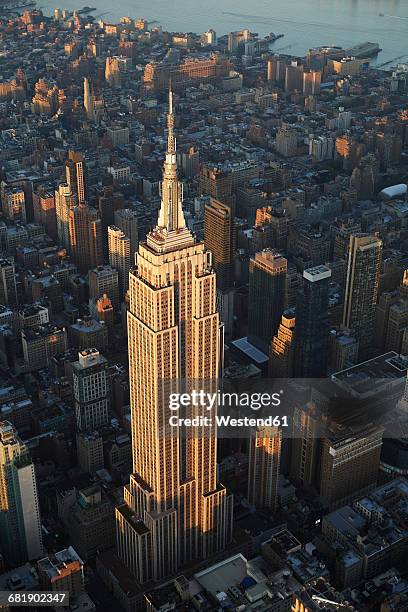 usa, new york state, new york city, cityscape with empire state building in the morning - empire state building imagens e fotografias de stock