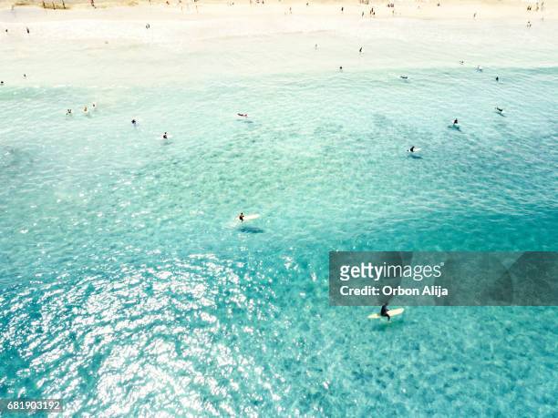 surfers from above - lanzarote stock pictures, royalty-free photos & images