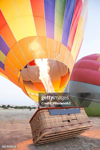 hot air ballon is being prepared - launch concept stock pictures, royalty-free photos & images