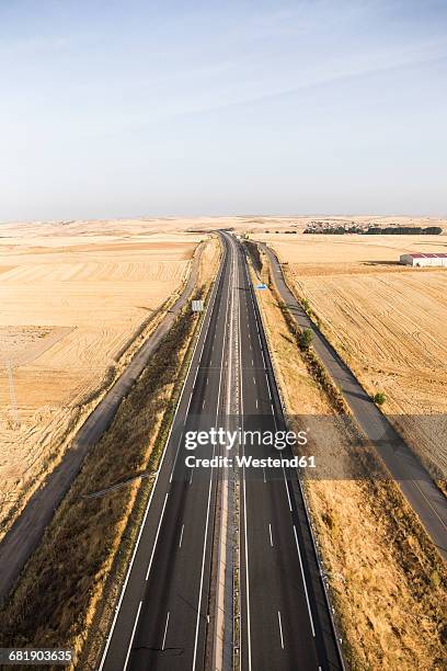 spain, segovia, aerial view of a highway - castilla leon stock pictures, royalty-free photos & images