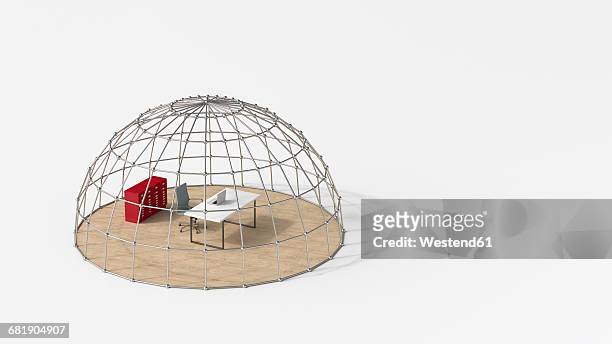 ilustraciones, imágenes clip art, dibujos animados e iconos de stock de office under domed grid - cúpula sobre tejado