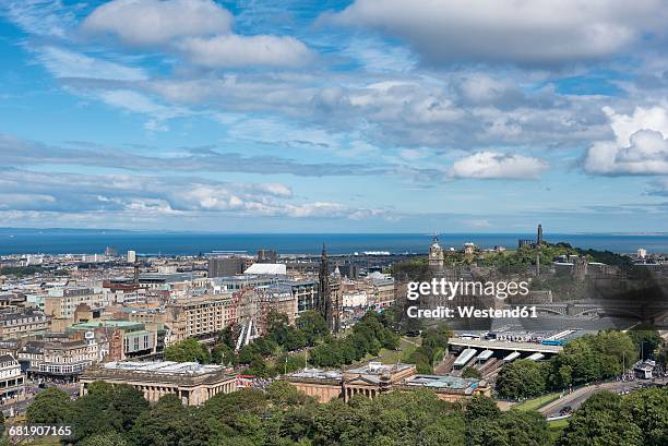 united kingdom, scotland, edinburgh, historical city center, firth of forth - calton hill stock pictures, royalty-free photos & images