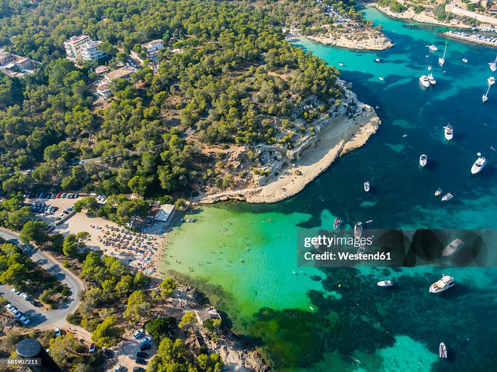 Spain, Mallorca, Palma de Mallorca, Aerial view, El Toro, beach near Portals Vells