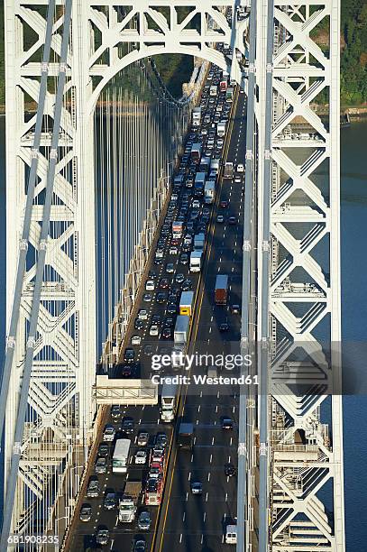 usa, new york city, george washington bridge - interstate highway usa stock-fotos und bilder