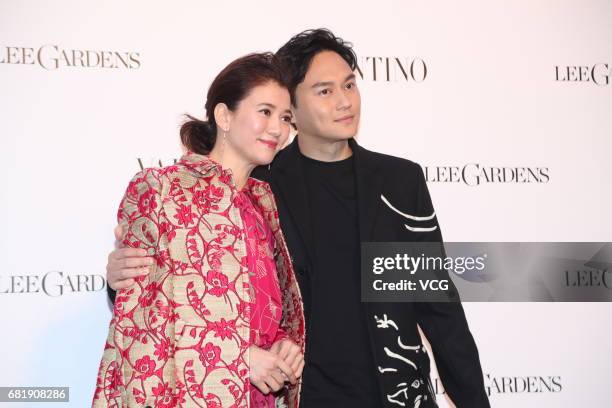 Actor and singer Julian Cheung Chi-lam and wife actress Anita Yuen Wing-yi attend the opening ceremony of Valentino flagship store on May 11, 2017 in...