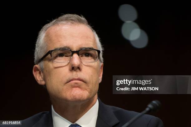 Newly installed acting FBI Director Andrew McCabe testifies before the Senate Intelligence Committee on Capitol Hill in Washington, DC, May 11, 2017.