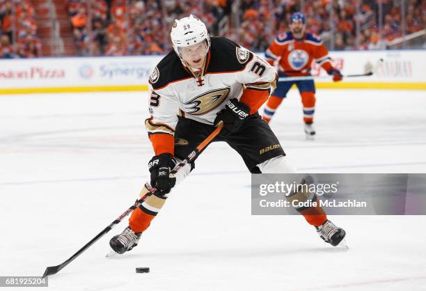 Jakob Silfverberg of the Anaheim Ducks skates against the Edmonton Oilers in Game Six of the Western Conference Second Round during the 2017 NHL...