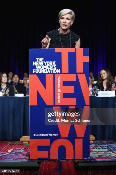 Honoree Cecile Richards speaks onstage during the 30th Anniversary Celebrating Women Breakfast at Marriott Marquis Hotel on May 11, 2017 in New York...