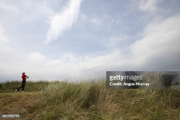 Adam Scott in action, drive from tee on No 13 during Friday play at Royal Liverpool GC. Hoylake, England 7/18/2014 CREDIT: Angus Murray
