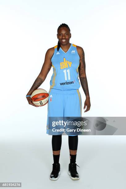 Amber Harris of the Chicago Sky team poses for portraits during 2017 WNBA Media Day on May 10, 2017 at Sachs Recreation Center in Deerfield,...